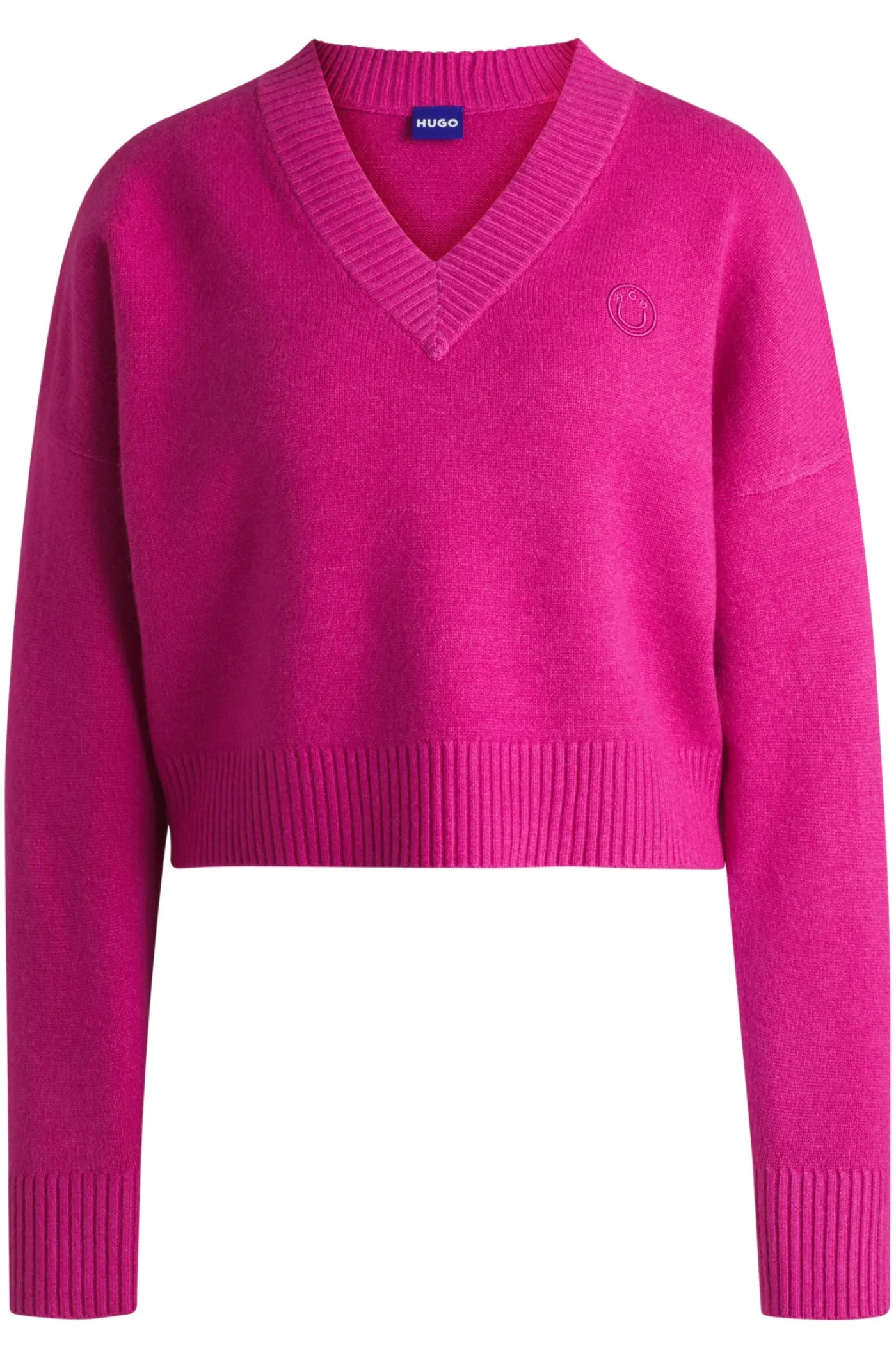 Relaxed-Fit Cropped-Pullover mit Smiley-Logo