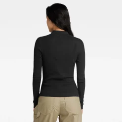 RIBBED SLIM POLO TOP