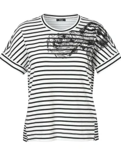 Ringel T-Shirt mit überschnittenen Schultern