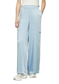 Satinierte Cargohose im Relaxed Fit mit Elastikbund