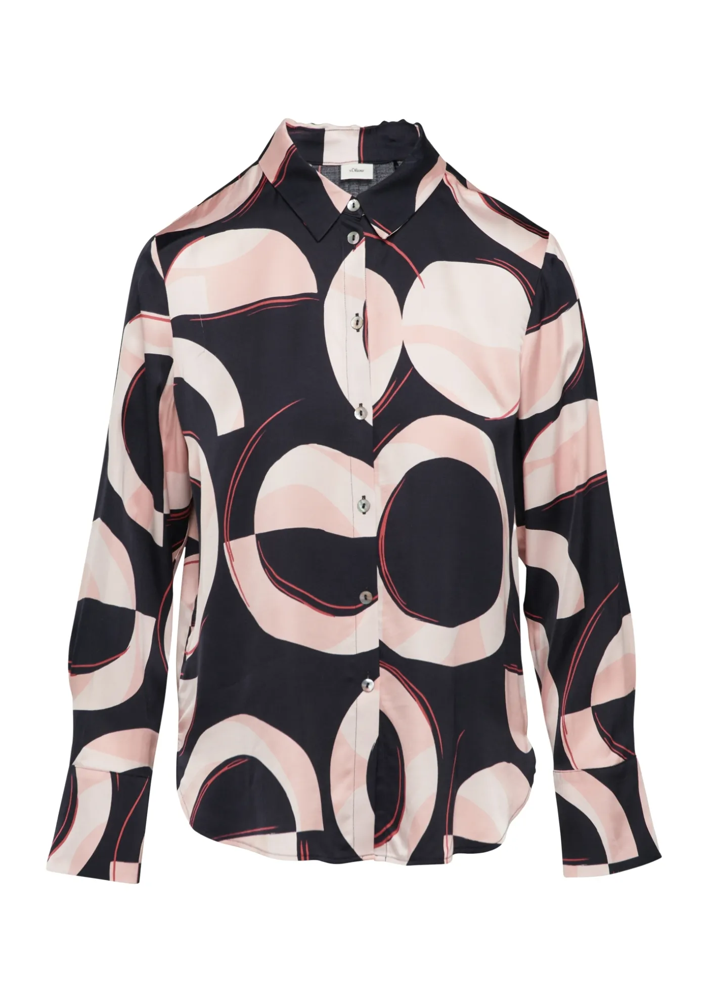 Satinierte Longbluse mit Falten-Details