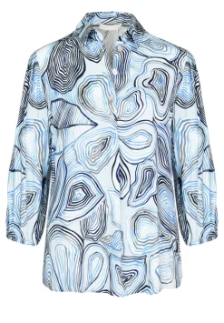 Schicke Druckbluse mit Hemdkragen und kurzer Knopfleiste