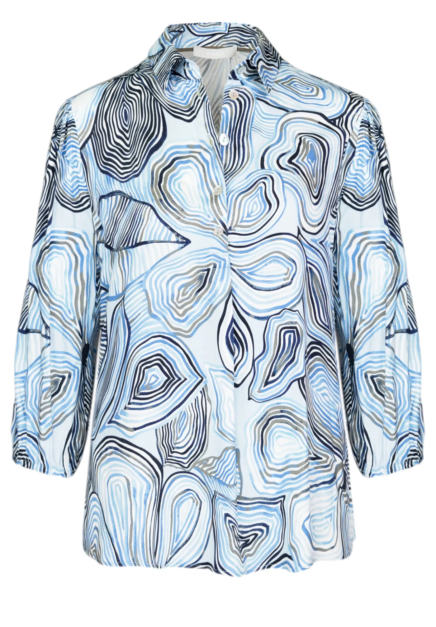Schicke Druckbluse mit Hemdkragen und kurzer Knopfleiste