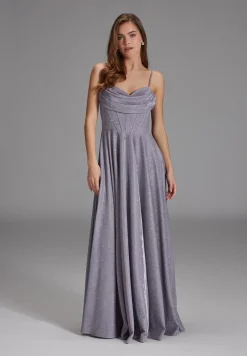 Schimmerndes Abendkleid mit Drapierung