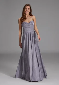 Schimmerndes Abendkleid mit Drapierung