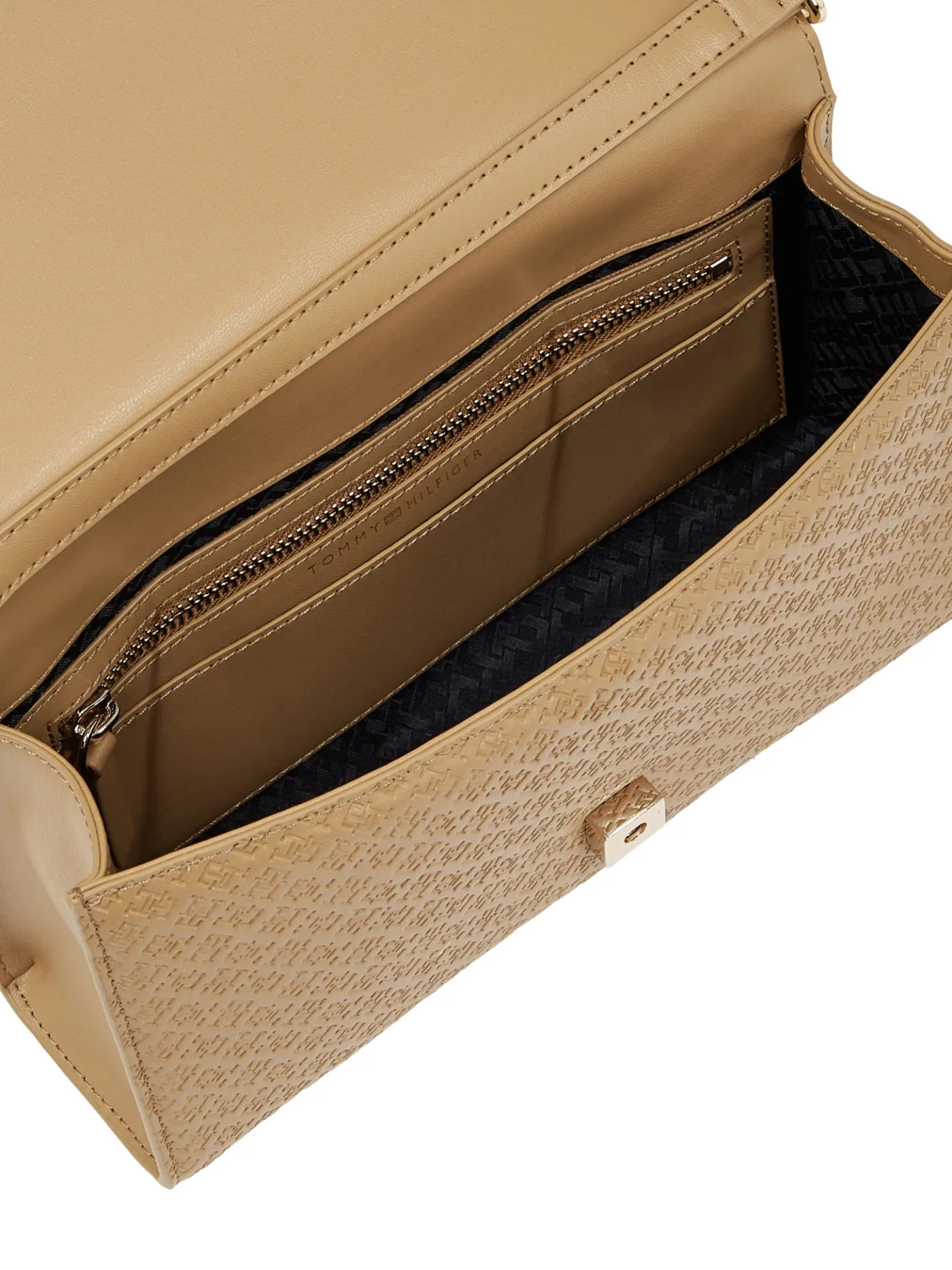 Schultertasche mit tiefgeprägten TH-Monogramme