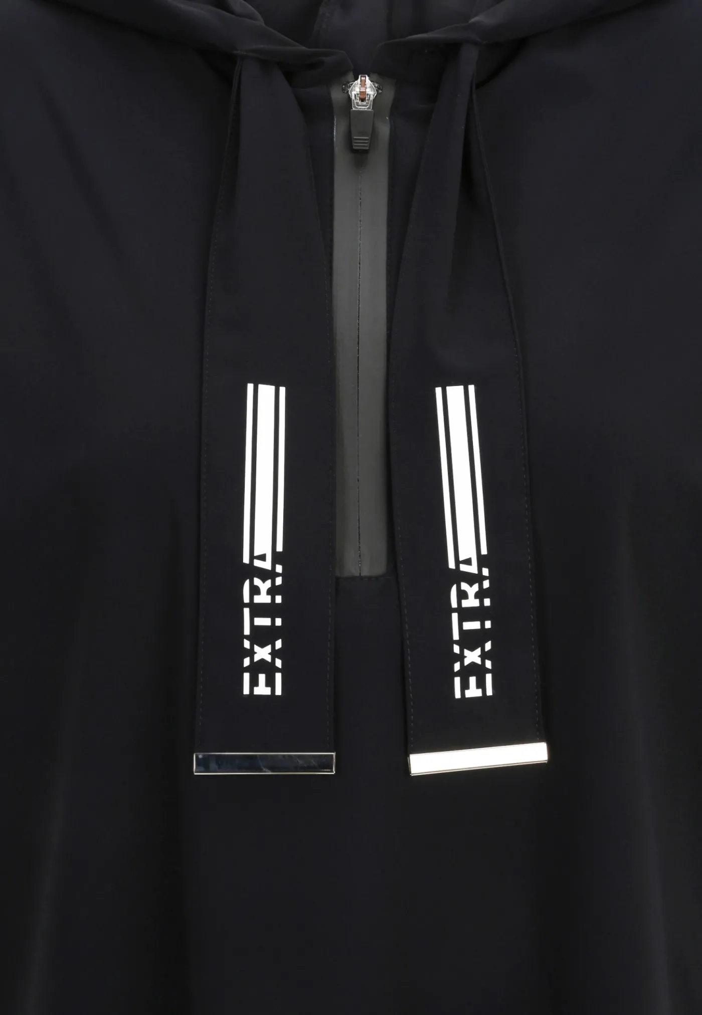 Shirt aus elastischer Wirkware mit Hoody, Reißverschluss, dekorativen Motivprints und kurzem Arm