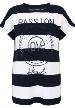 Shirt-Pulli mit breitem Ringel und Motivprint