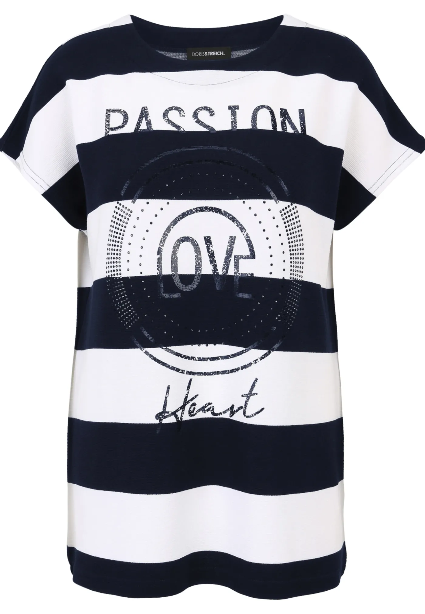 Shirt-Pulli mit breitem Ringel und Motivprint