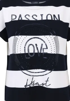 Shirt-Pulli mit breitem Ringel und Motivprint