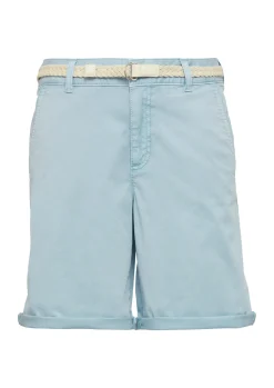 Shorts mit geflochtenem Gürtel und Garment Dye