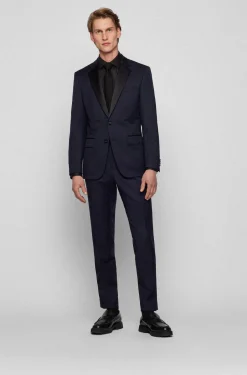 SLIM-FIT SMOKING-HOSE AUS SCHURWOLL-SERGE