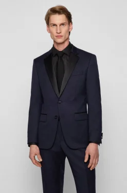 SLIM-FIT SMOKING-JACKETT AUS SCHURWOLL-SERGE