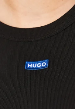 Slim-Fit Top aus Stretch-Baumwolle mit blauem Logo-Aufnäher