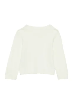 Strickjacke aus Viskosemix mit Wellsaum und blumenförmigen Knöpfen