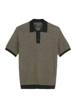Strick-Poloshirt regular aus Bio-Baumwoll-Leinen-Mix
