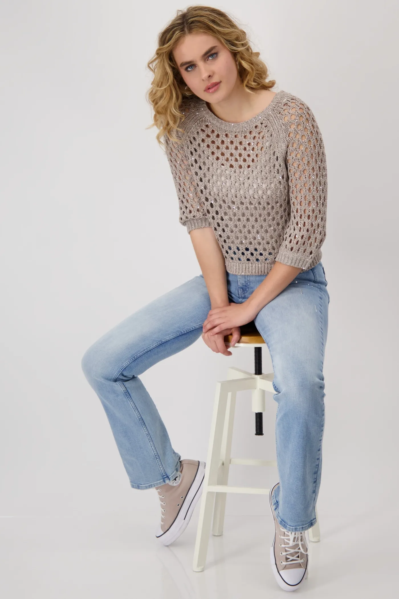 Strickpullover mit Pailletten