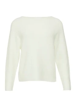 Strickpullover mit U-Boot-Ausschnitt und Rollsaum