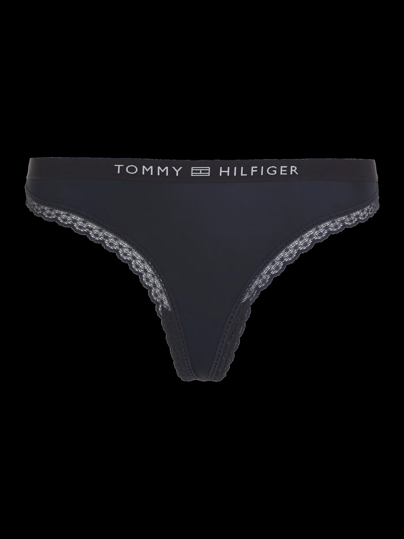 String mit Spitze und gleichfarbigem Logo
