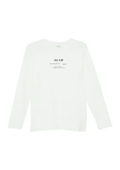 Strukturiertes Langarmshirt mit Frontprint