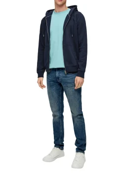 Sweatjacke mit Rippsaum