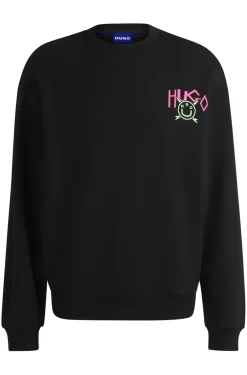 Sweatshirt aus Baumwoll-Terry mit Happy HUGO Logo