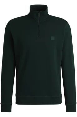 Sweatshirt aus Baumwoll-Terry mit Reißverschluss am Kragen und Logo-Patch