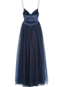 Tüllkleid mit funkelnder Ziersteinapplikation