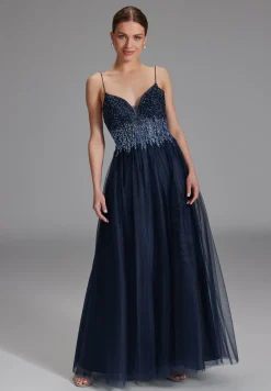Tüllkleid mit funkelnder Ziersteinapplikation