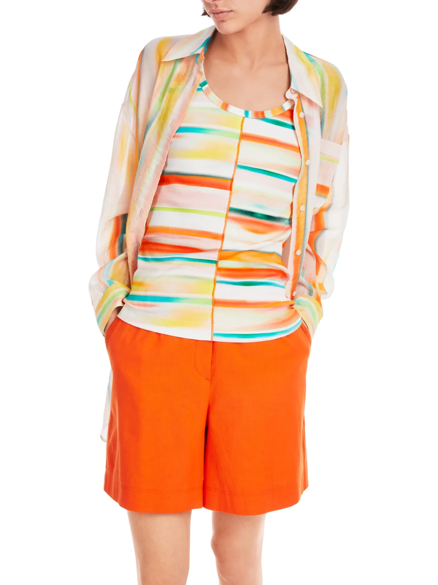 Top mit Streifen im Batik-Look