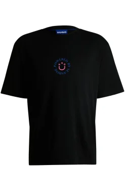 T-Shirt aus Baumwoll-Jersey mit Happy HUGO Logo