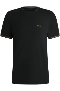 T-Shirt aus Stretch-Baumwolle mit Streifen und Logo