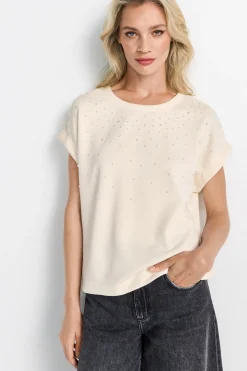 T-Shirt aus supersoftem Jersey mit Perlenapplikation