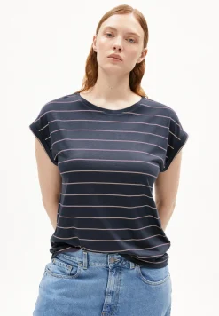 T-Shirt aus TENCEL™ Lyocell Mix JILAANA FINE STRIPES