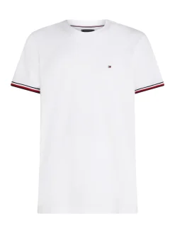 T-Shirt mit farbigen Bündchen