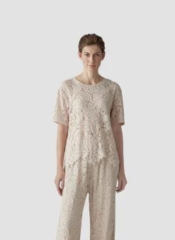 T-Shirt mit floraler Spitze