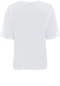 T-Shirt mit Kussmund Print in Metallic-Optik