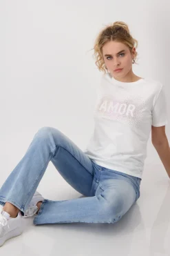 T-Shirt mit Strasssteinen