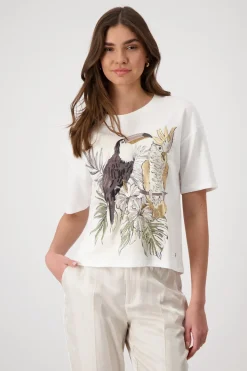 T-Shirt mit Vogelprint