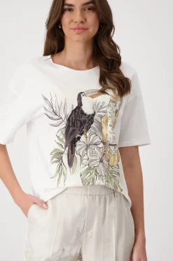 T-Shirt mit Vogelprint
