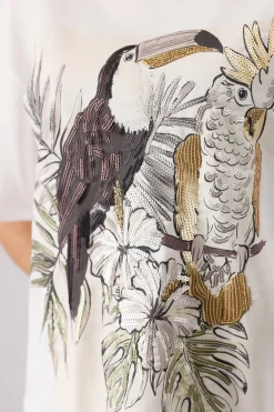 T-Shirt mit Vogelprint
