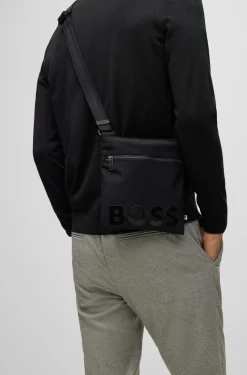 Umhängetasche aus recyceltem Nylon mit Logo-Print
