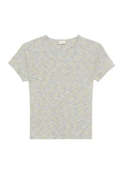 Verkürztes T-Shirt aus Rippware mit paspeliertem Ausschnitt