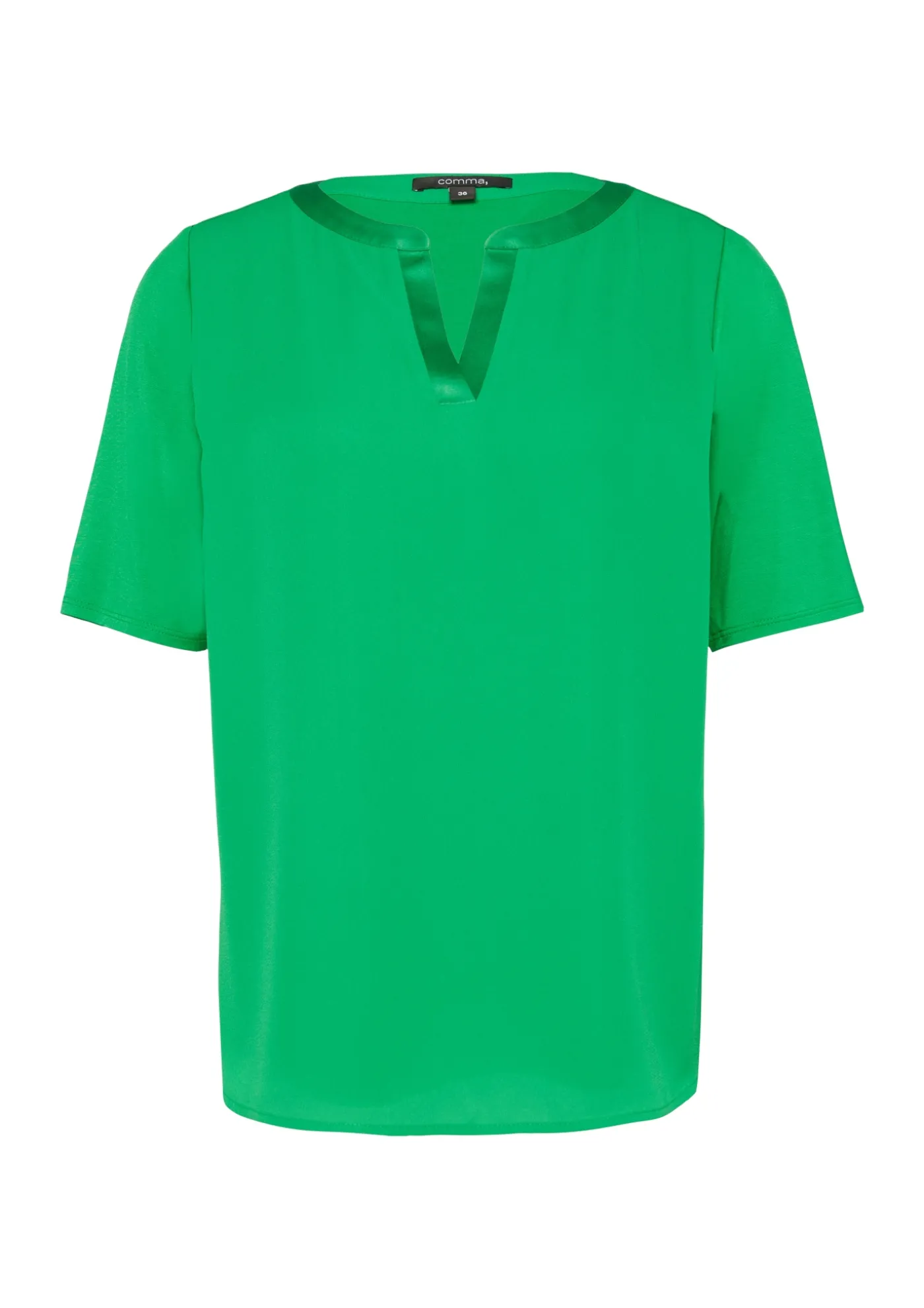 Viskose-Shirt mit satiniertem Tunika-Ausschnitt