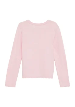 Weiche Strickjacke mit Wellsaum und floraler Applikation