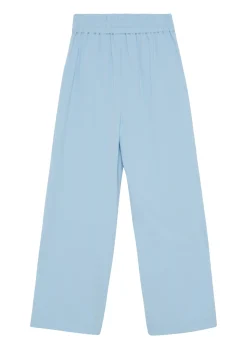 Wide-Leg-Hose aus Twill mit Elastikbund und Eingrifftaschen