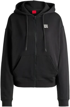Zip-Up-Hoodie aus Baumwoll-Terry mit gestapeltem Logo